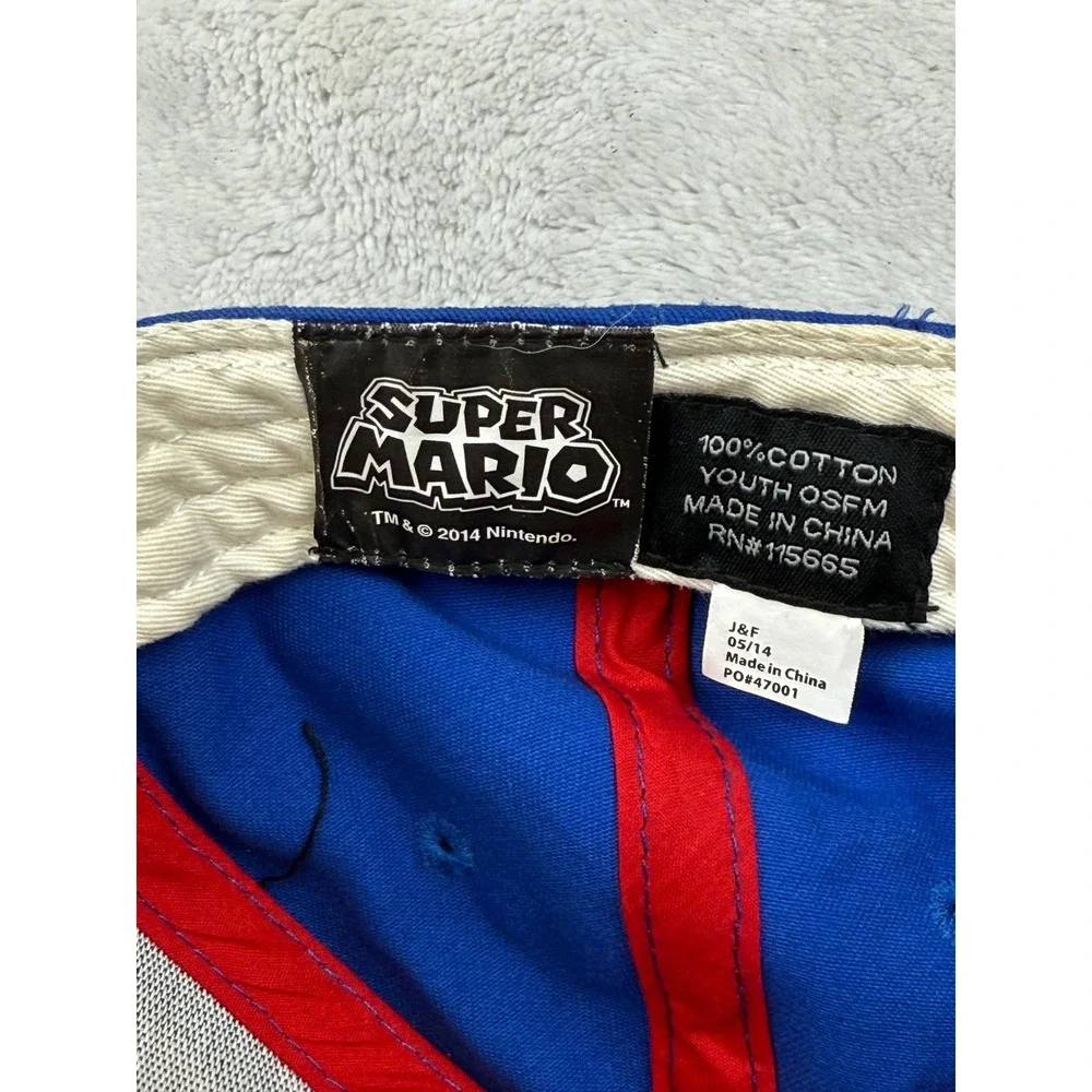 Super‎ Mario Hat Youth OSFM Kids Baseball Cap Red Blue Nintendo Cotton